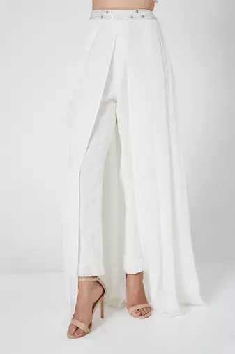 Pants With Mirror Work Crop Top And Jacket