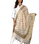 Naveera Women's Handwoven Chanderi Zari Work Banarasi Dupatta