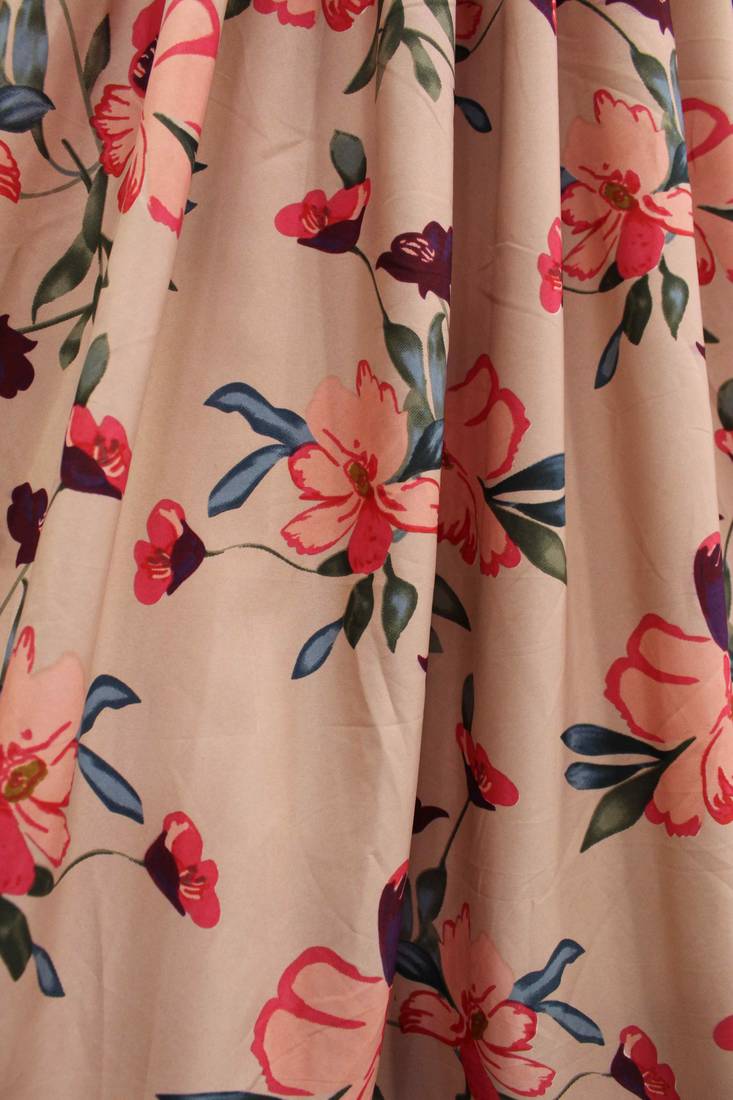 Shubhkala Figurative Peach Print With Sequince Embroidered Natural Crepe Anarkali Long Gown