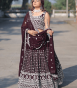 Dark Wine Colour Dulhan Lehenga Choli, Wedding Lehenga Choli 