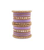 Purple Beaded and Stone Encrusted Stacked Bangles