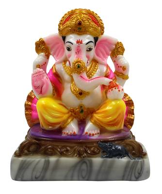 ESVAR STONECRAFT Poly Resin Hand Made Scupluture of Lord Mukut Ganesha 1