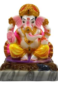 ESVAR STONECRAFT Poly Resin Hand Made Scupluture of Lord Mukut Ganesha