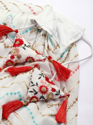 White Color Georgette Sequins and Thread  Embroidery Work Semi Stitched Lehenga Choli  4