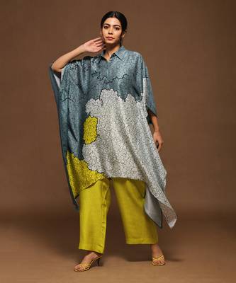 Blue And Green Kaftaan Pant Set 1