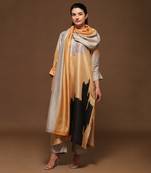 Gold Kurta Pant Set With Stole