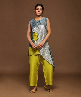 Lime Green Kurta Pant Set 1