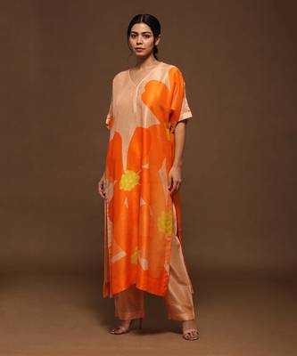 Orange Kurta Pant Set 1
