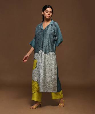 Blue And Green Kurta Pant Set 1