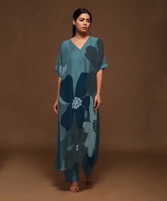 Blue Kurta Pant Set 1