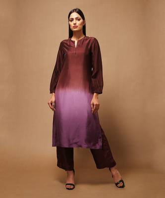 Wine And Purple Kurta Pant Set 1