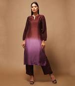 Wine And Purple Kurta Pant Set