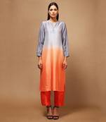 Grey And Orange Kurta Pant Set