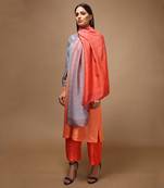 Grey And Orange Kurta Pant Set With Dupatta