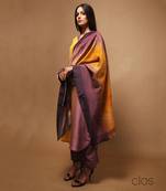 Yellow And Purple Kurta Pant Set With Dupatta
