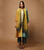 Mustard And Aqua Kurta Pant Set With Dupatta