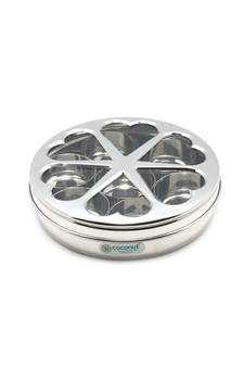 Coconut stainless steel Laser masalaspice box   1pc