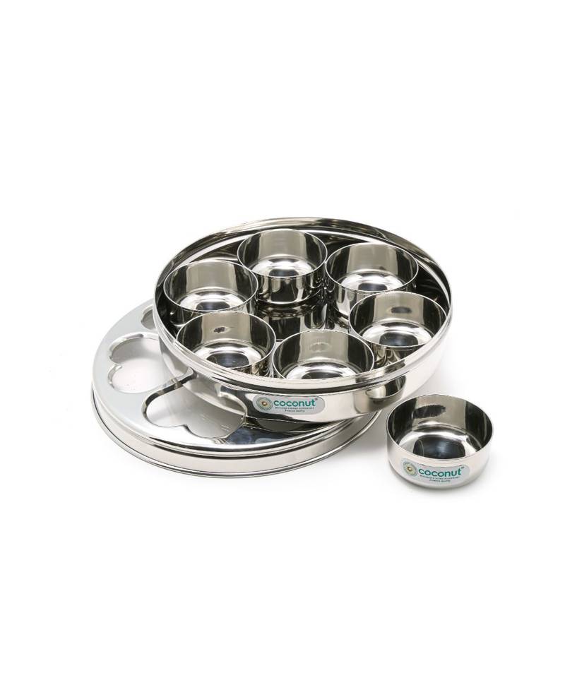 Coconut stainless steel Laser masalaspice box   1pc