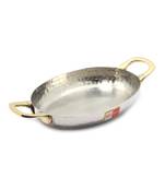 KCL Hammered Oval Serving Pan Stainless steel with Double Brass Handle 300ml  Size 1  Stainless steel