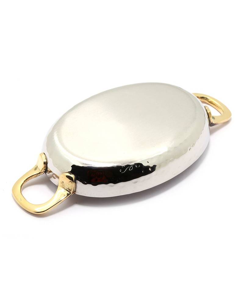 KCL Hammered Oval Serving Pan Stainless steel with Double Brass Handle 300ml  Size 1  Stainless steel