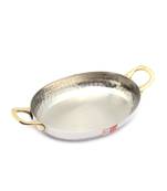 KCL Hammered Oval Serving Pan Stainless steel with Double Brass Handle 620ml  Size 2  Stainless steel