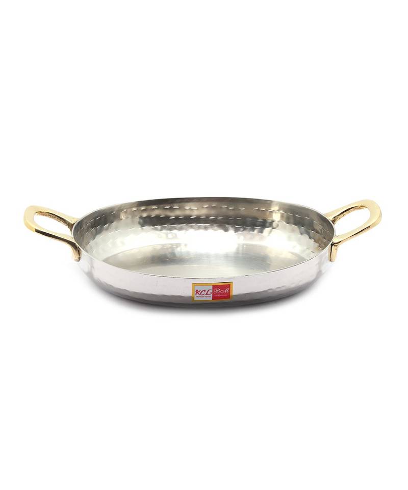 KCL Hammered Oval Serving Pan Stainless steel with Double Brass Handle 620ml  Size 2  Stainless steel