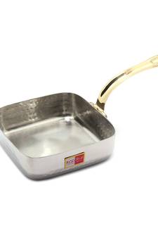 KCL Hammered Square Serving Pan Stainless steel with Single Brass Handle 440ml  Size 1  Stainless steel