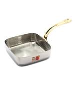 KCL Hammered Square Serving Pan Stainless steel with Single Brass Handle 440ml  Size 1  Stainless steel