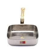 KCL Hammered Square Serving Pan Stainless steel with Single Brass Handle 660ml  Size 2  Stainless steel