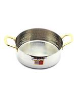 KCL Hammered Round Serving Pan Stainless steel with Double Brass Handle 650ml  Size 2  Stainless steel