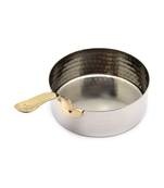 KCL Hammered Round Serving Pan Stainless steel with Single Brass Handle 480ml  Size 1  Stainless steel