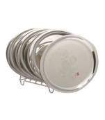 KCL stainless steel oval serving trayplatters plate with laser design  Model   Oreo tray  set of 6    30 cm