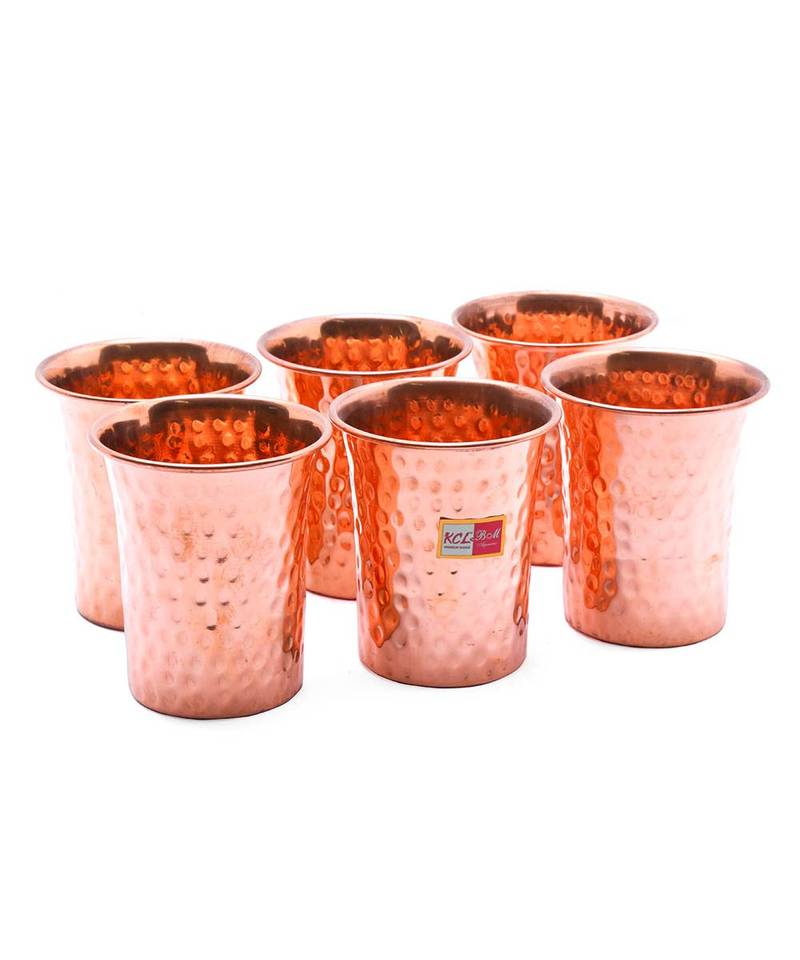KCL Copper Hammered water glasstumbler   setof 6   300 ml Each