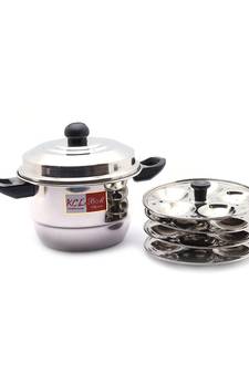 KCL Stainless Steel Kidz Button Idli Maker   4 Plates   20 Idli