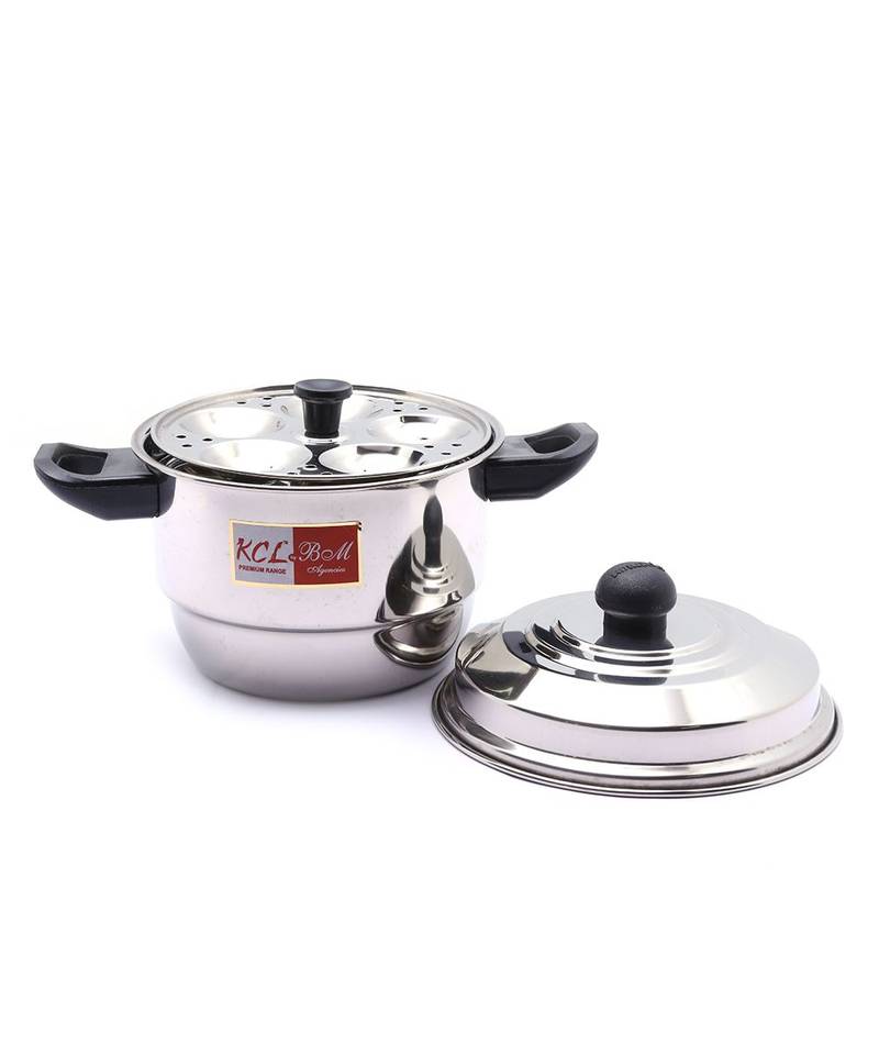 KCL Stainless Steel Kidz Button Idli Maker   4 Plates   20 Idli
