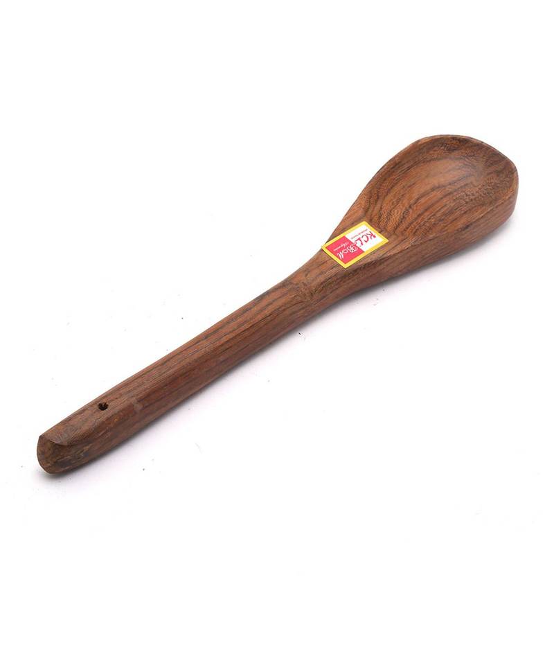 KCL Wooden Dal Server Spoon FlipSpatulaLadle for CookingServing Naturally Non Stick Handmade   25cm
