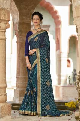 Lifestyle turquoise woven brasso brasso sarees with unstitched blouse pcs 1