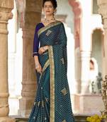 Lifestyle turquoise woven brasso brasso sarees with unstitched blouse pcs