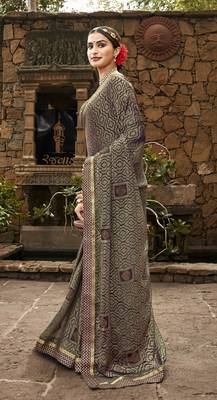 Lifestyle grey woven brasso brasso sarees with unstitched blouse pcs 1