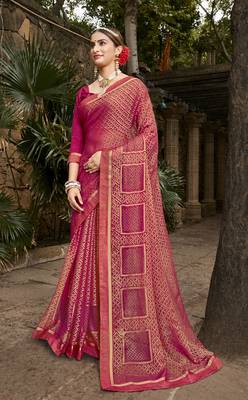 Lifestyle pink woven brasso brasso sarees with unstitched blouse pcs 1