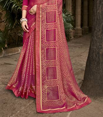 Lifestyle pink woven brasso brasso sarees with unstitched blouse pcs 4
