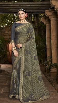 Lifestyle grey woven brasso brasso sarees with unstitched blouse pcs 1