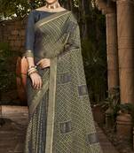 Lifestyle grey woven brasso brasso sarees with unstitched blouse pcs