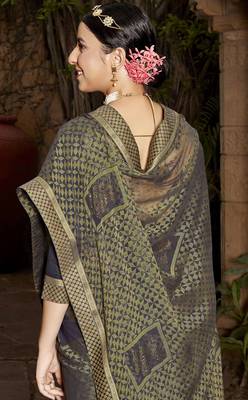 Lifestyle grey woven brasso brasso sarees with unstitched blouse pcs 3
