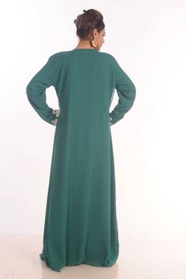 Sea Green Moroccan Kaftan Farasha Abaya Maxi Modern Fancy Floor Length Dress 5