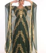 Green Dubai Moroccan Kaftan Farasha Abaya Maxi Modern Fancy Floor Length Dress