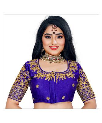 Bieth Women Cotton Silk Gold Diamond Handwork & Embroidery Coding Work Stitched Blouse 1