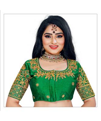 Bieth Women Cotton Silk Gold Diamond Handwork & Embroidery Coding Work Stitched Blouse 1