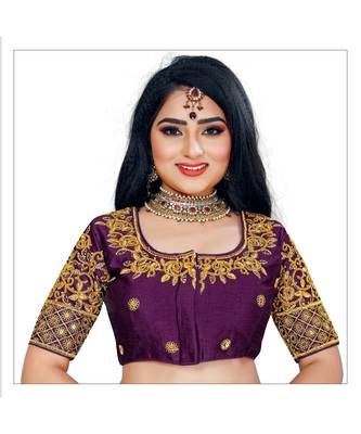 Bieth Women Cotton Silk Gold Diamond Handwork & Embroidery Coding Work Stitched Blouse 1