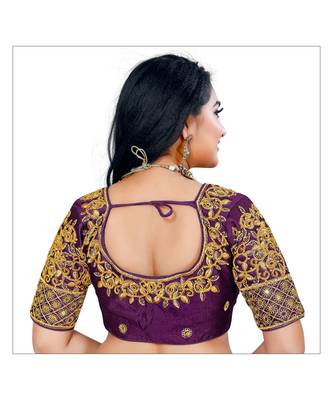 Bieth Women Cotton Silk Gold Diamond Handwork & Embroidery Coding Work Stitched Blouse 2